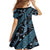 Indonesia Batik Pattern Family Matching Off Shoulder Maxi Dress and Hawaiian Shirt Blue Version