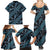 Indonesia Batik Pattern Family Matching Summer Maxi Dress and Hawaiian Shirt Blue Version