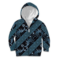 Indonesia Batik Pattern Kid Hoodie Blue Version