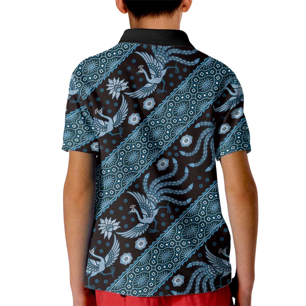 Indonesia Batik Pattern Kid Polo Shirt Blue Version
