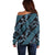 Indonesia Batik Pattern Off Shoulder Sweater Blue Version