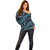 Indonesia Batik Pattern Off Shoulder Sweater Blue Version