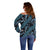 Indonesia Batik Pattern Off Shoulder Sweater Blue Version