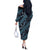 Indonesia Batik Pattern Off The Shoulder Long Sleeve Dress Blue Version