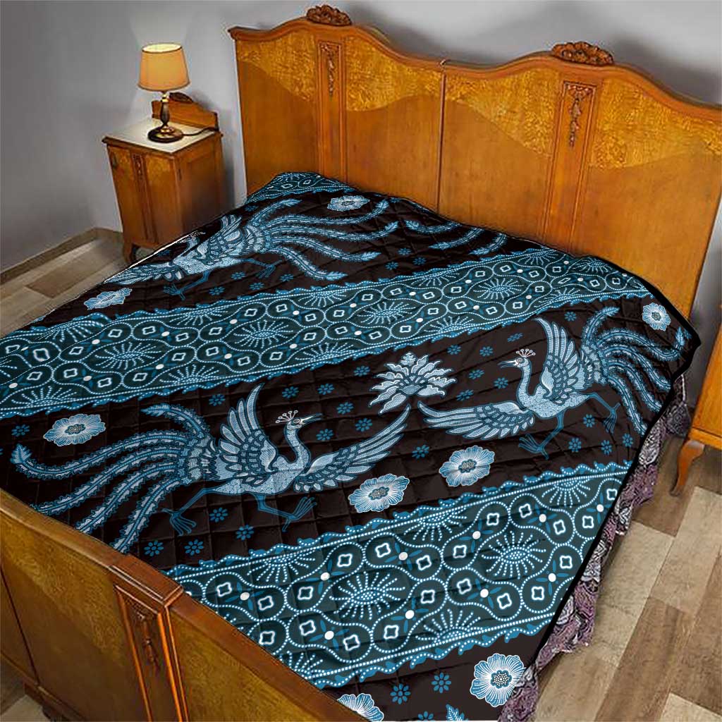 Indonesia Batik Pattern Quilt Blue Version