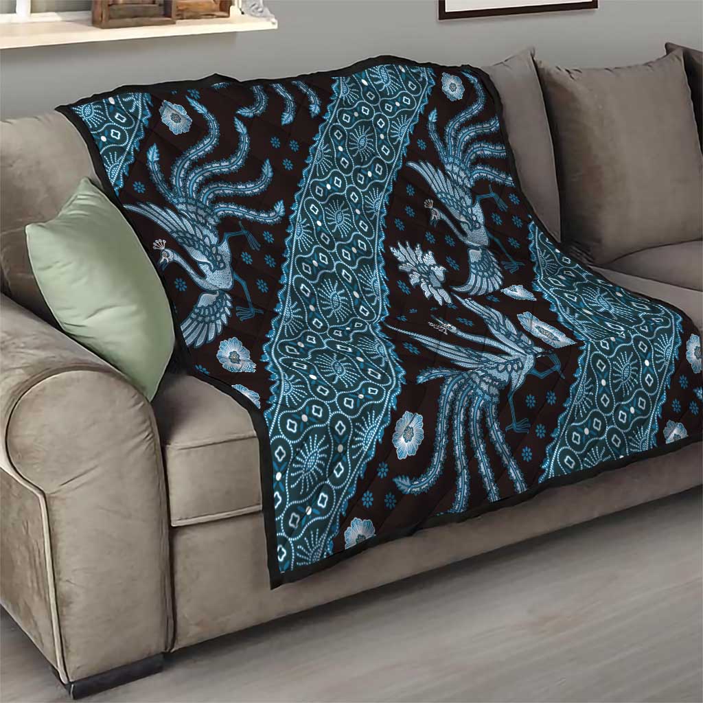 Indonesia Batik Pattern Quilt Blue Version