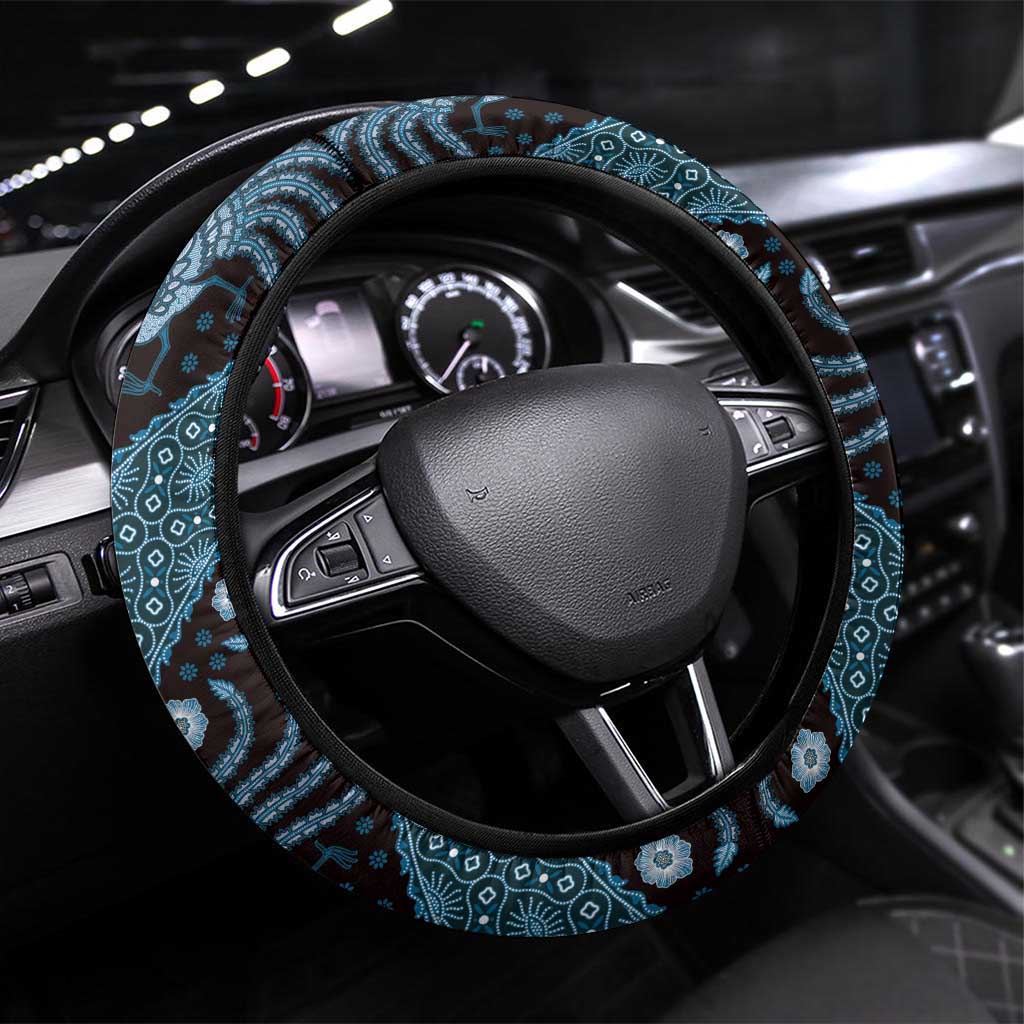 Indonesia Batik Pattern Steering Wheel Cover Blue Version