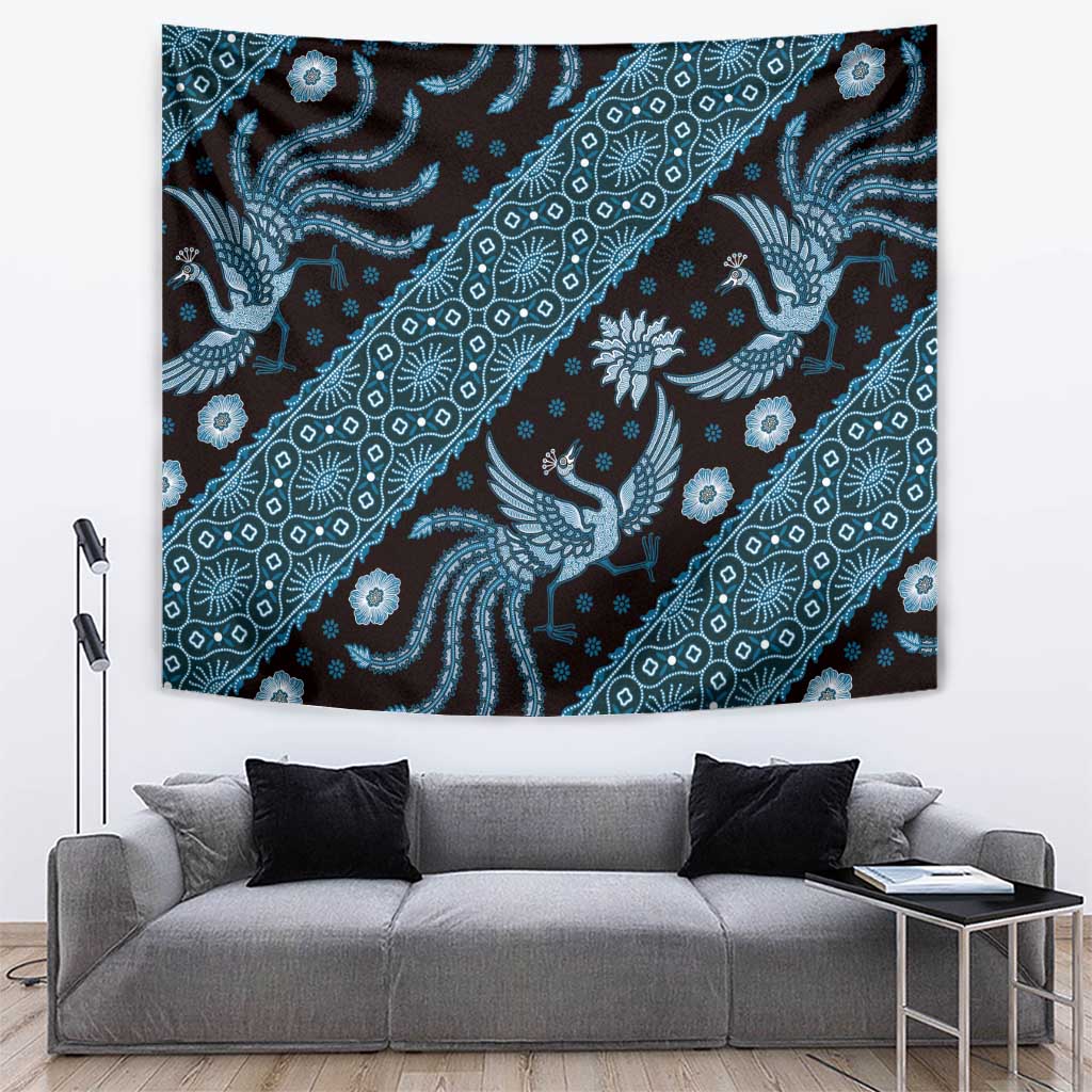 Indonesia Batik Pattern Tapestry Blue Version