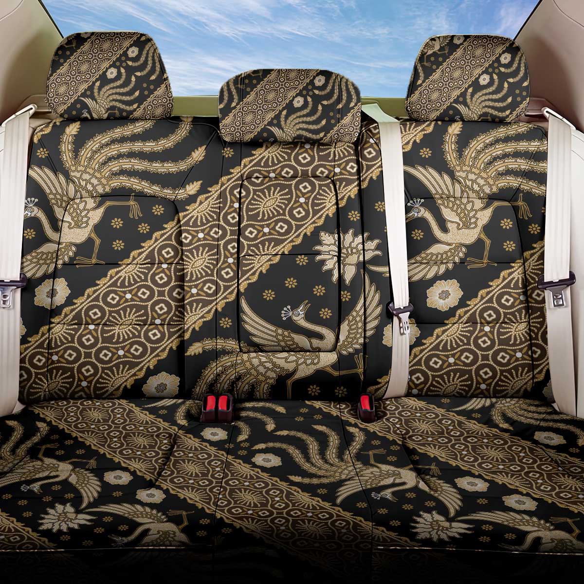 Indonesia Batik Pattern Back Car Seat Cover Gold Version