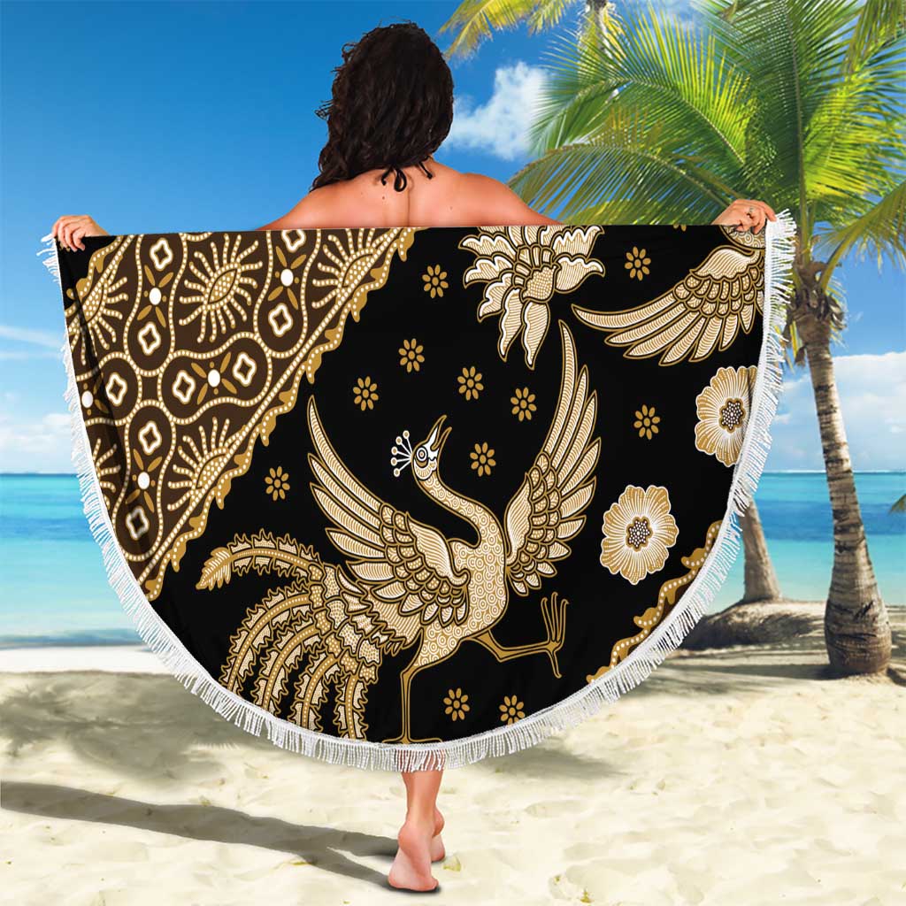 Indonesia Batik Pattern Beach Blanket Gold Version