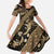 Indonesia Batik Pattern Family Matching Long Sleeve Bodycon Dress and Hawaiian Shirt Gold Version