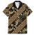 Indonesia Batik Pattern Family Matching Long Sleeve Bodycon Dress and Hawaiian Shirt Gold Version