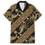 Indonesia Batik Pattern Family Matching Off The Shoulder Long Sleeve Dress and Hawaiian Shirt Gold Version