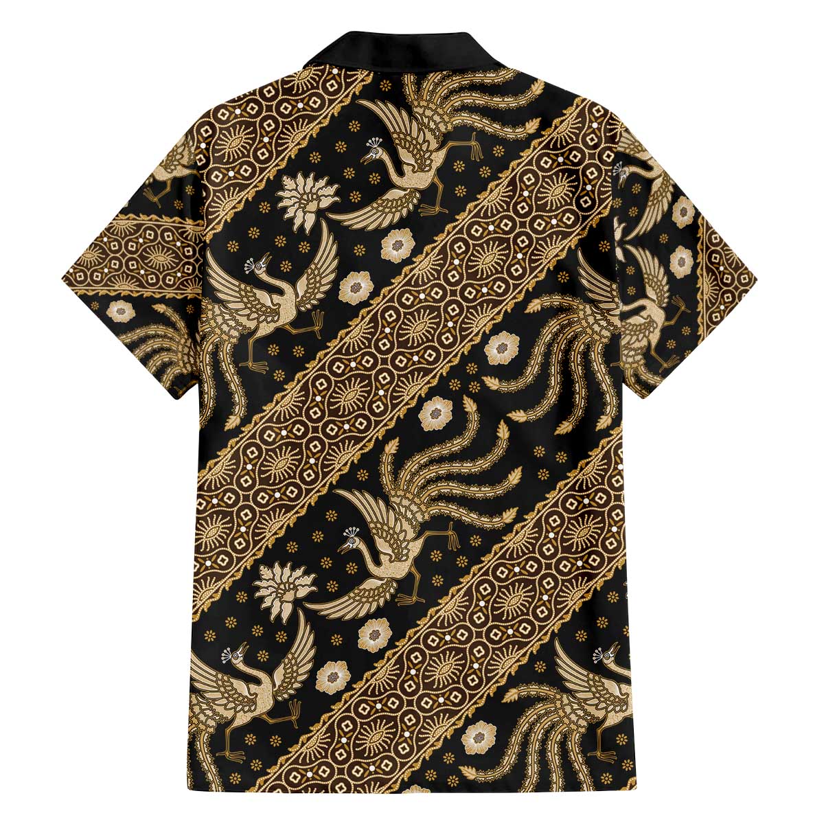 Indonesia Batik Pattern Family Matching Off The Shoulder Long Sleeve Dress and Hawaiian Shirt Gold Version LT01 - Polynesian Pride