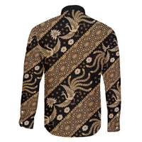 Indonesia Batik Pattern Family Matching Off The Shoulder Long Sleeve Dress and Hawaiian Shirt Gold Version LT01 - Polynesian Pride