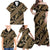 Indonesia Batik Pattern Family Matching Off Shoulder Maxi Dress and Hawaiian Shirt Gold Version