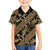 Indonesia Batik Pattern Family Matching Off Shoulder Short Dress and Hawaiian Shirt Gold Version