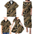 Indonesia Batik Pattern Family Matching Puletasi and Hawaiian Shirt Gold Version