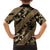 Indonesia Batik Pattern Family Matching Short Sleeve Bodycon Dress and Hawaiian Shirt Gold Version