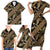 Indonesia Batik Pattern Family Matching Short Sleeve Bodycon Dress and Hawaiian Shirt Gold Version