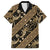 Indonesia Batik Pattern Family Matching Short Sleeve Bodycon Dress and Hawaiian Shirt Gold Version