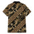 Indonesia Batik Pattern Family Matching Short Sleeve Bodycon Dress and Hawaiian Shirt Gold Version