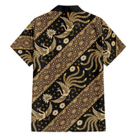 Indonesia Batik Pattern Family Matching Tank Maxi Dress and Hawaiian Shirt Gold Version