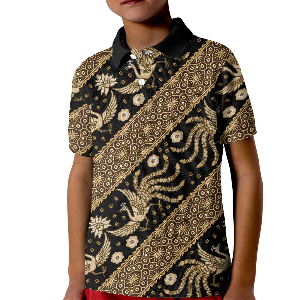 Indonesia Batik Pattern Kid Polo Shirt Gold Version