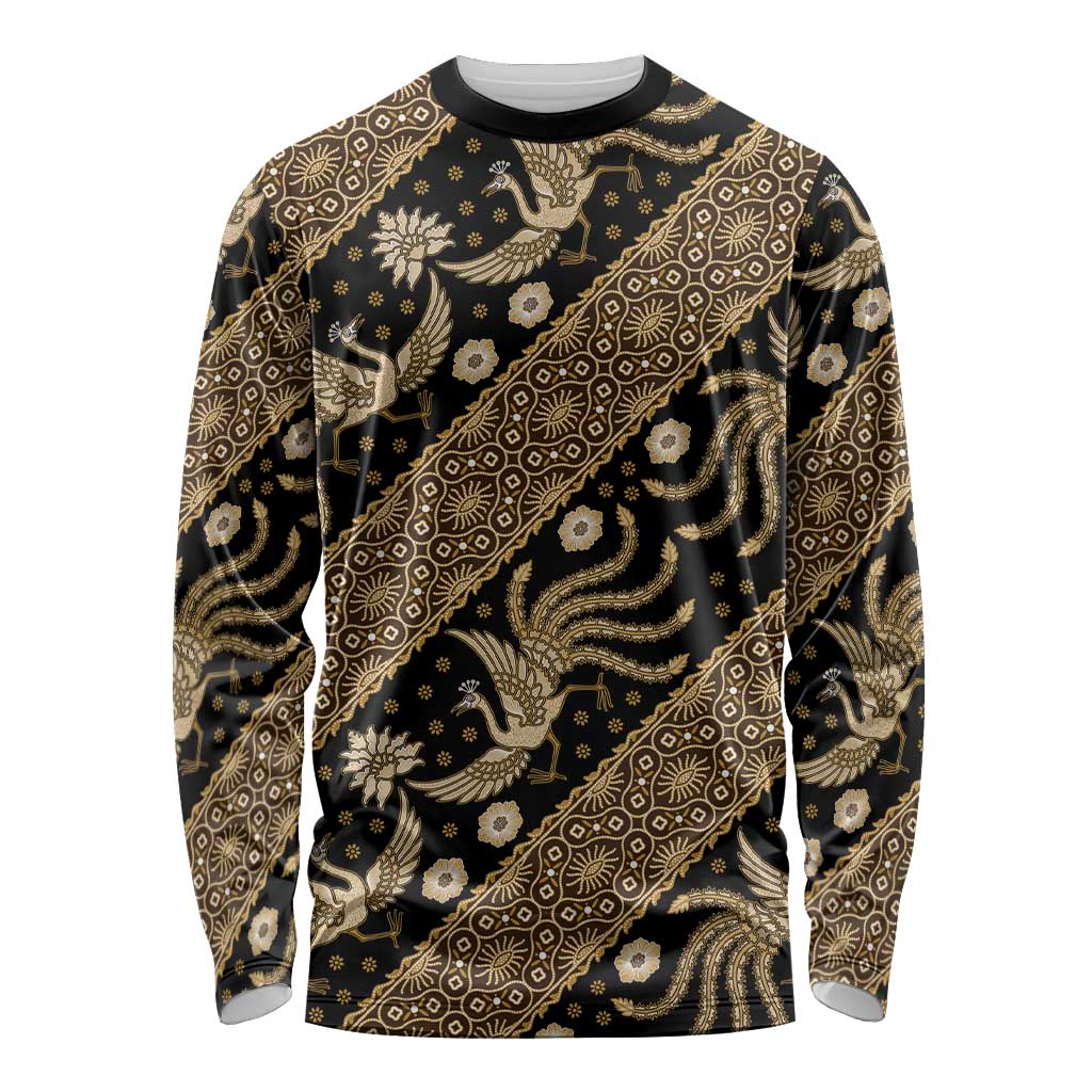 Indonesia Batik Pattern Long Sleeve Shirt Gold Version