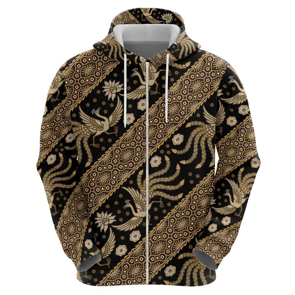 Indonesia Batik Pattern Zip Hoodie Gold Version