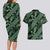 Indonesia Batik Pattern Couples Matching Long Sleeve Bodycon Dress and Hawaiian Shirt Green Version