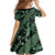 Indonesia Batik Pattern Family Matching Long Sleeve Bodycon Dress and Hawaiian Shirt Green Version