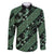 Indonesia Batik Pattern Family Matching Long Sleeve Bodycon Dress and Hawaiian Shirt Green Version