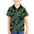 Indonesia Batik Pattern Family Matching Off Shoulder Short Dress and Hawaiian Shirt Green Version