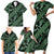 Indonesia Batik Pattern Family Matching Short Sleeve Bodycon Dress and Hawaiian Shirt Green Version