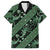 Indonesia Batik Pattern Family Matching Short Sleeve Bodycon Dress and Hawaiian Shirt Green Version