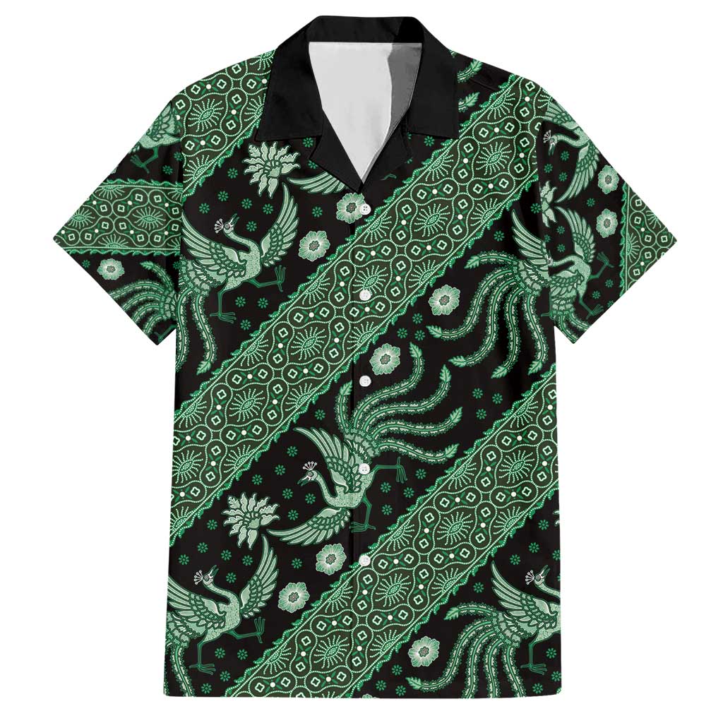 Indonesia Batik Pattern Hawaiian Shirt Green Version