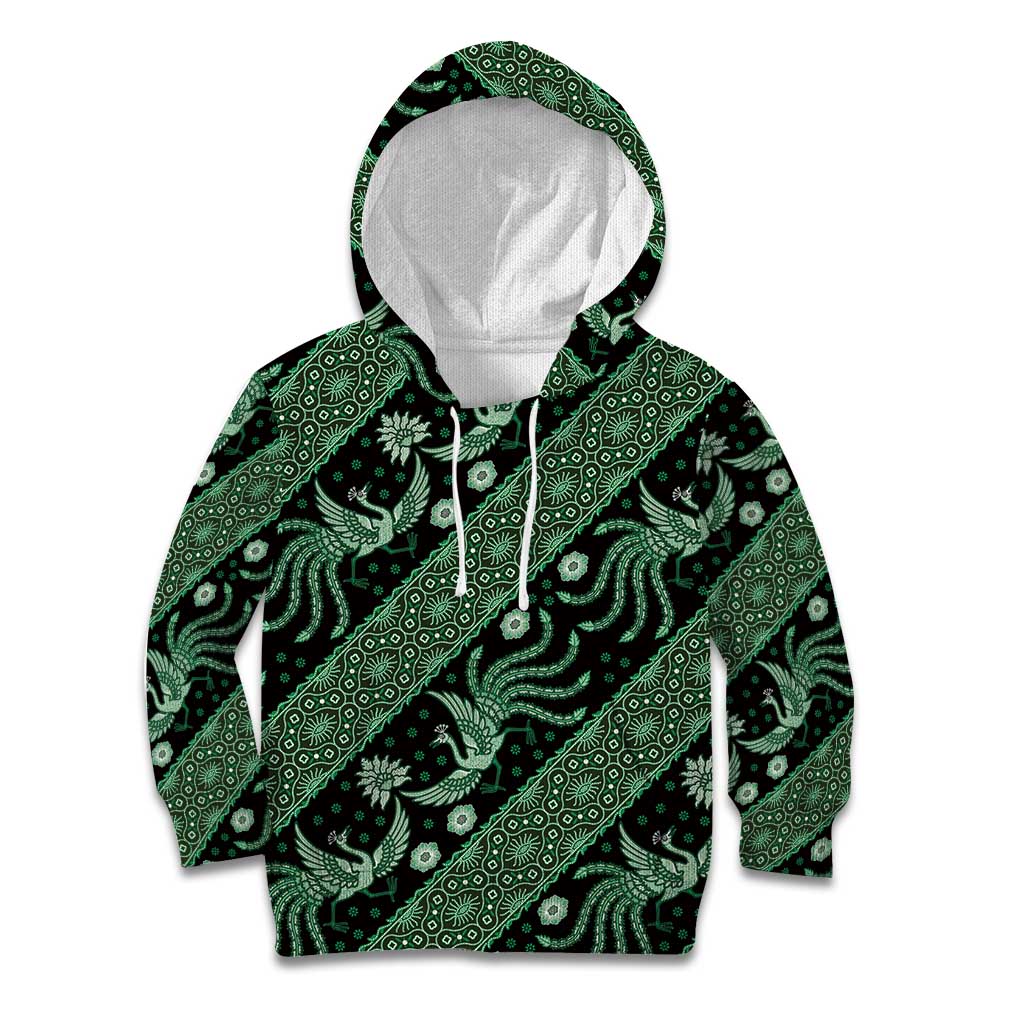 Indonesia Batik Pattern Kid Hoodie Green Version