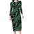 Indonesia Batik Pattern Long Sleeve Bodycon Dress Green Version