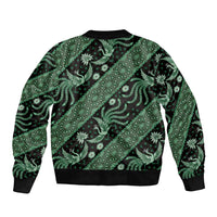 Indonesia Batik Pattern Sleeve Zip Bomber Jacket Green Version