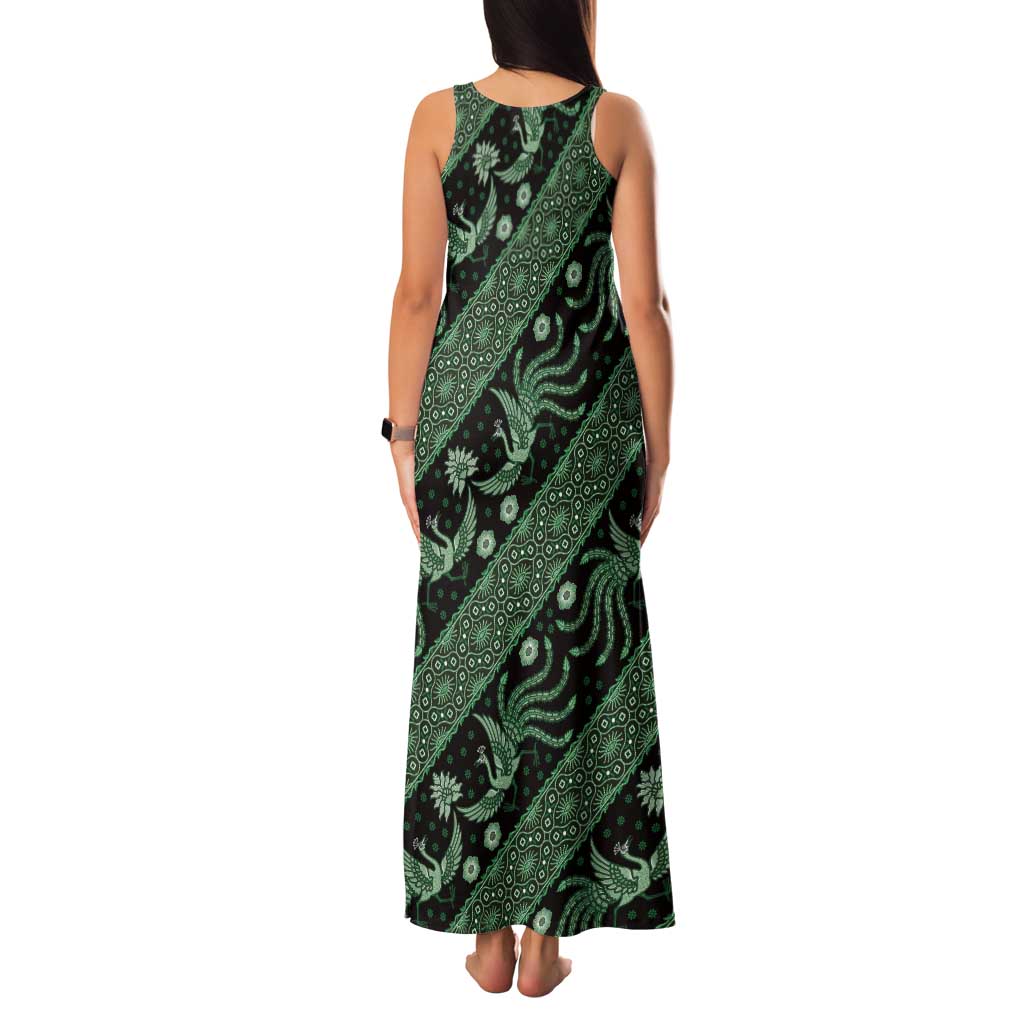 Indonesia Batik Pattern Tank Maxi Dress Green Version