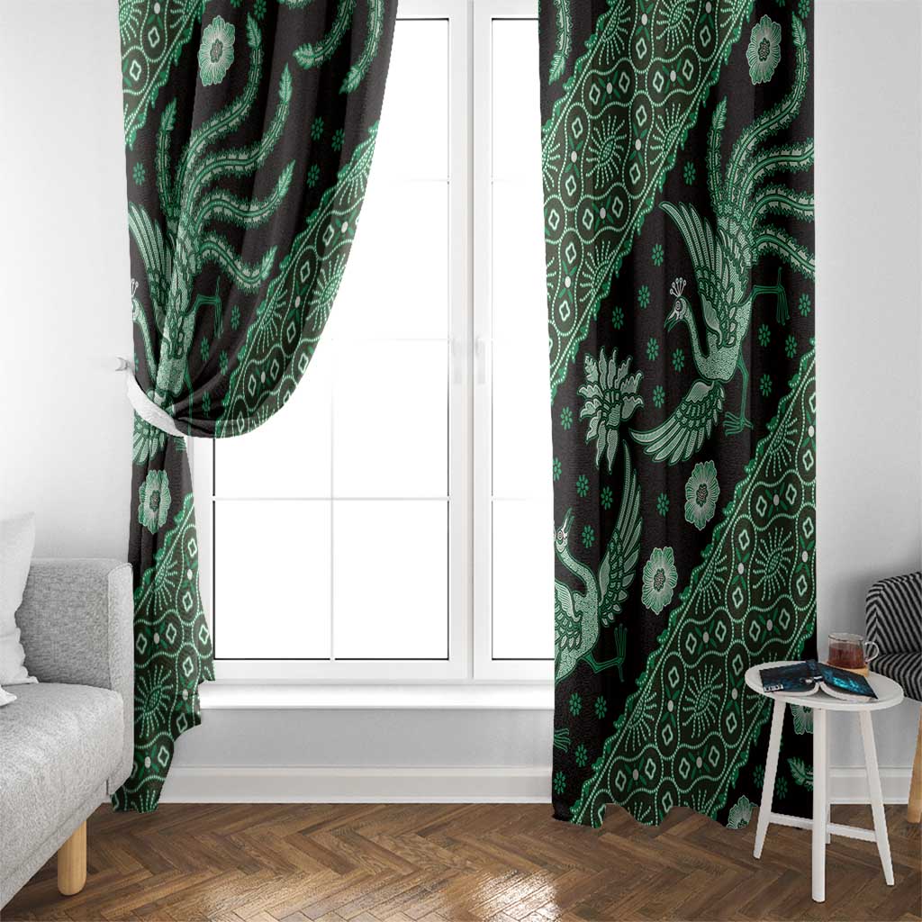 Indonesia Batik Pattern Window Curtain Green Version