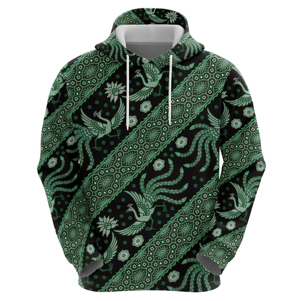 Indonesia Batik Pattern Zip Hoodie Green Version