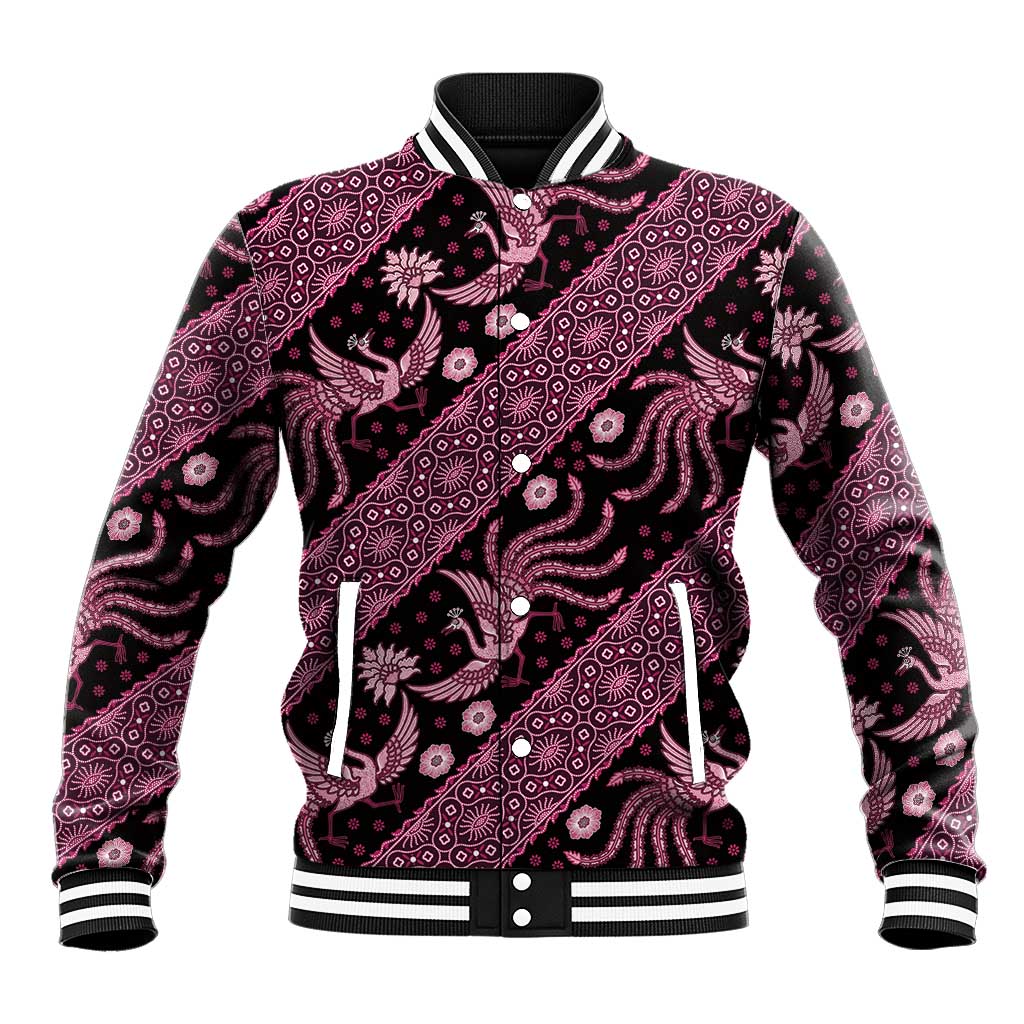 Indonesia Batik Pattern Baseball Jacket Pink Version