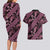 Indonesia Batik Pattern Couples Matching Long Sleeve Bodycon Dress and Hawaiian Shirt Pink Version