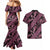 Indonesia Batik Pattern Couples Matching Mermaid Dress and Hawaiian Shirt Pink Version