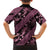 Indonesia Batik Pattern Family Matching Long Sleeve Bodycon Dress and Hawaiian Shirt Pink Version