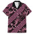 Indonesia Batik Pattern Family Matching Long Sleeve Bodycon Dress and Hawaiian Shirt Pink Version