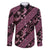 Indonesia Batik Pattern Family Matching Long Sleeve Bodycon Dress and Hawaiian Shirt Pink Version