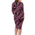 Indonesia Batik Pattern Family Matching Long Sleeve Bodycon Dress and Hawaiian Shirt Pink Version